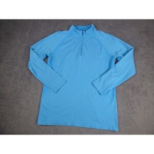 Under Armour HeatGear Mens Large Blue 1/4 Zip Pullover Fitted Athletic Shirt LG